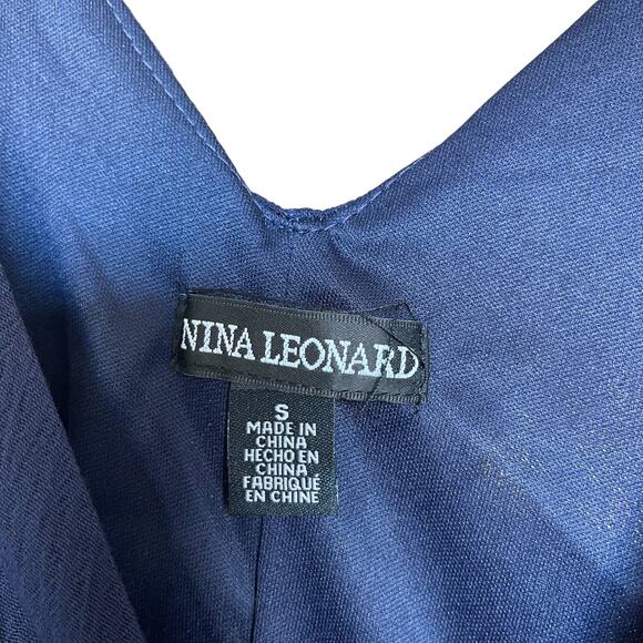 Nina Leonard Float Dress Navy Mine Dress Women’s Size Small - Picture 4 of 6